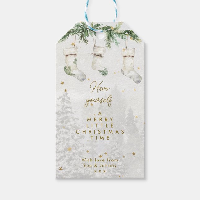 Weihnachts-Strumpf Winterurlaubsgeschenke Tags Geschenkanhänger (Vorderseite)