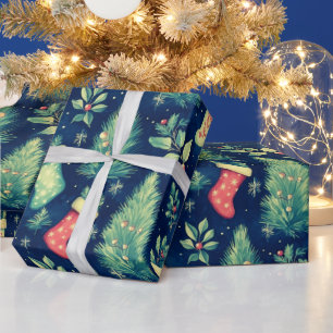 Weihnachts-Strümpfe Bäume Berries Weihnachten Geschenkpapier