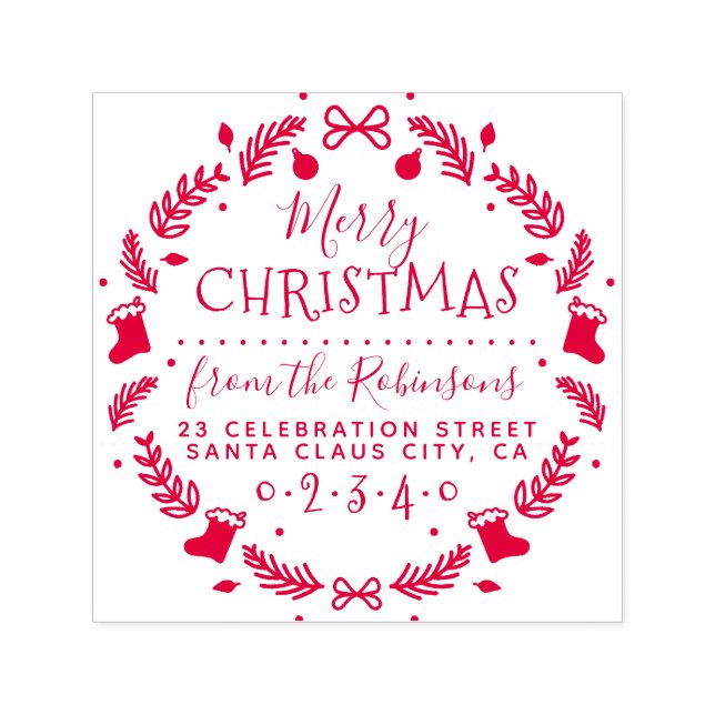 Weihnachts-Strümpfe Name und Rücksendeadresse Permastempel (Design)