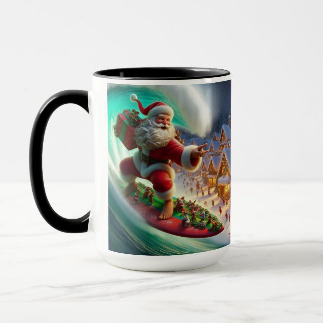 Weihnachts-Surfen in der Stadt Weihnachten Kaffee  Tasse (Links)