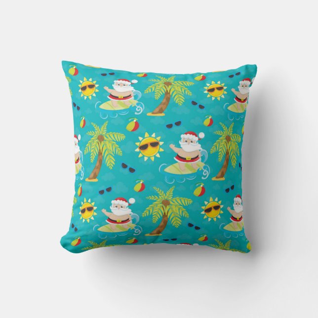 Weihnachts-Surfen Santa Strandhaus Kopfkissen Kissen (Vorderseite)