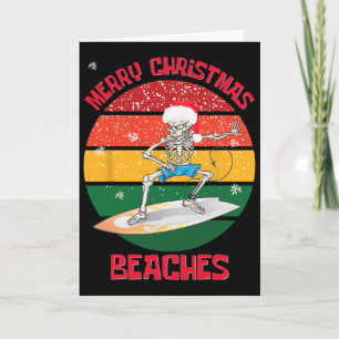 Weihnachts-Surfing-Skelett Frohe Weihnachten Strän Karte