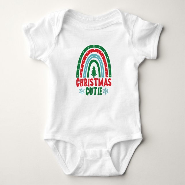 Weihnachts-Süsse Baby Bodysuit Festlicher Regenbog Strampler (Vorderseite)