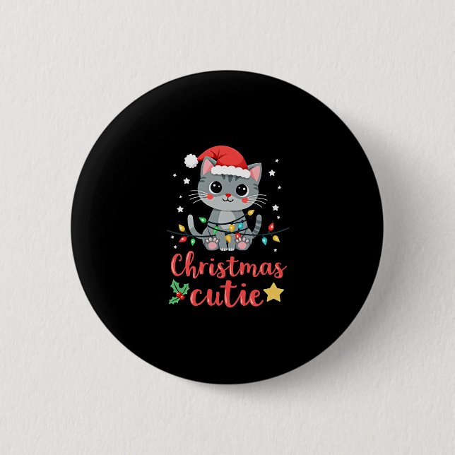 Weihnachts-Süsse Katzen Weihnachtsfeiertag T - Shi Button (Vorderseite)