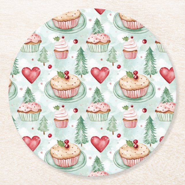 Weihnachts-Süßigkeiten Runder Pappuntersetzer (Vorderseite)