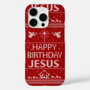 Weihnachts-Sweater glücklich Geburtstag Jesus Reli iPhone 16 Pro Hülle