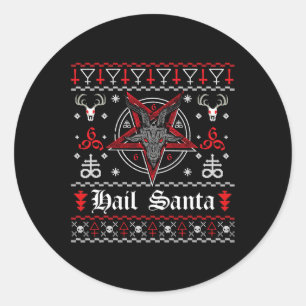 Weihnachts-Sweater Hail Santa Pentagram Xmas S Runder Aufkleber
