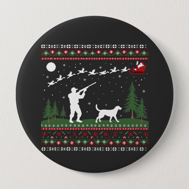 Weihnachts-Sweater Jagdsaison Weihnachten Button (Vorderseite)