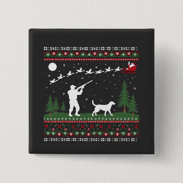 Weihnachts-Sweater Jagdsaison Weihnachten Button (Vorderseite)