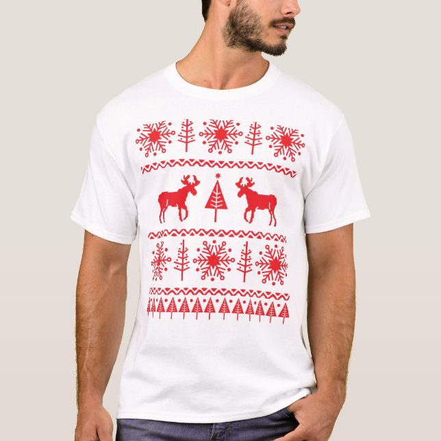 Weihnachts-Sweater-Muster T-Shirt (Vorderseite)