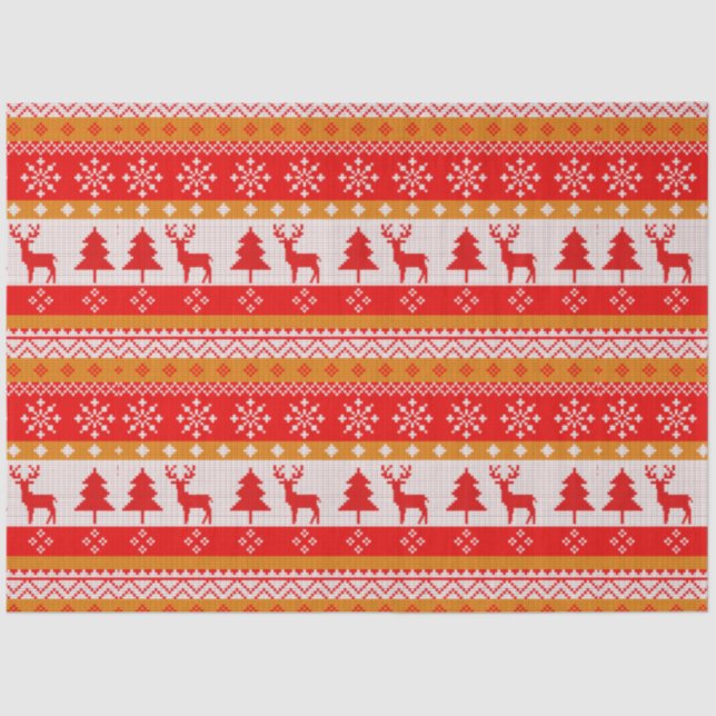 Weihnachts-Sweater Pine Trees Schneeflocken Weihna Seidenpapier (Vorderseite)