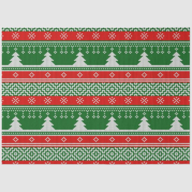 Weihnachts-Sweater Pine Trees Schneeflocken Weihna Seidenpapier (Vorderseite)