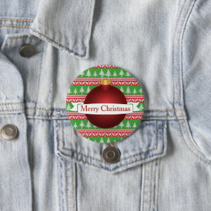 Weihnachts-Sweater Print & Red Ornament Button