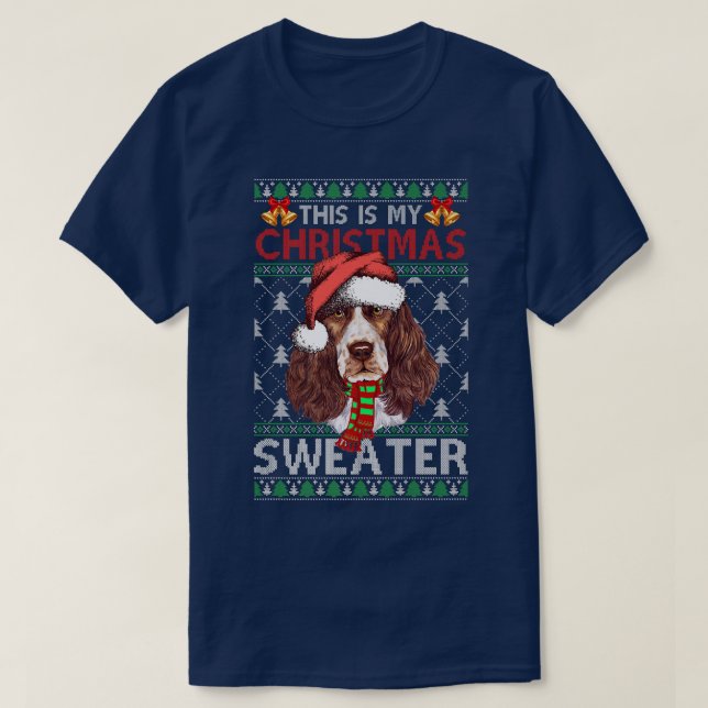 Weihnachts-Sweater Weihnachtsmann Englisch Springe T-Shirt (Design vorne)