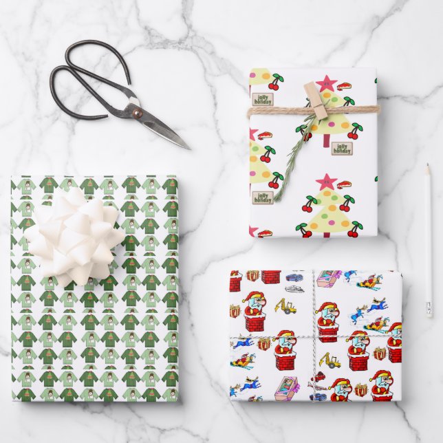 Weihnachts-Sweaters Sheets Wrapping Paper Santa Geschenkpapier Set (Vorderseite)