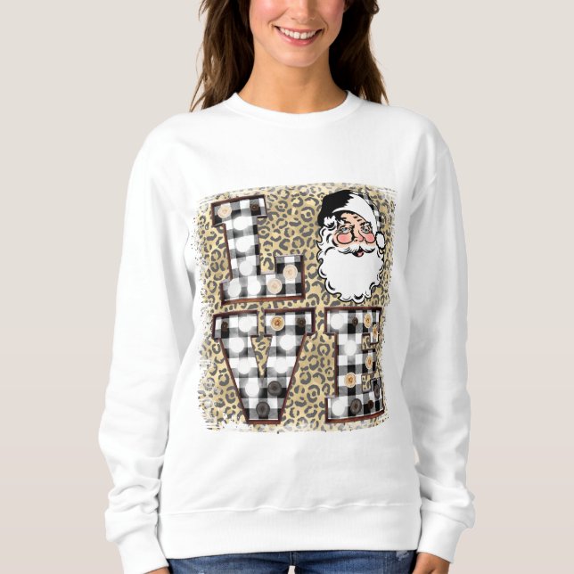 Weihnachts Sweatshirt!  Buffalo Kariert Leopard Pr Sweatshirt (Vorderseite)