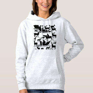 Weihnachts-Sweatshirt für Damen mit Santa und Hirs Hoodie