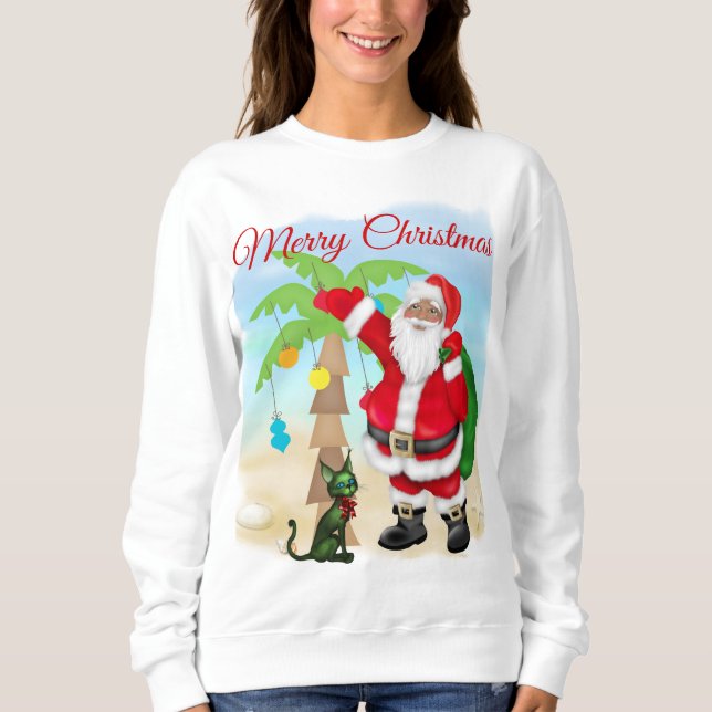 Weihnachts-Sweatshirt für Frauen mit Tropical Sant Sweatshirt (Vorderseite)