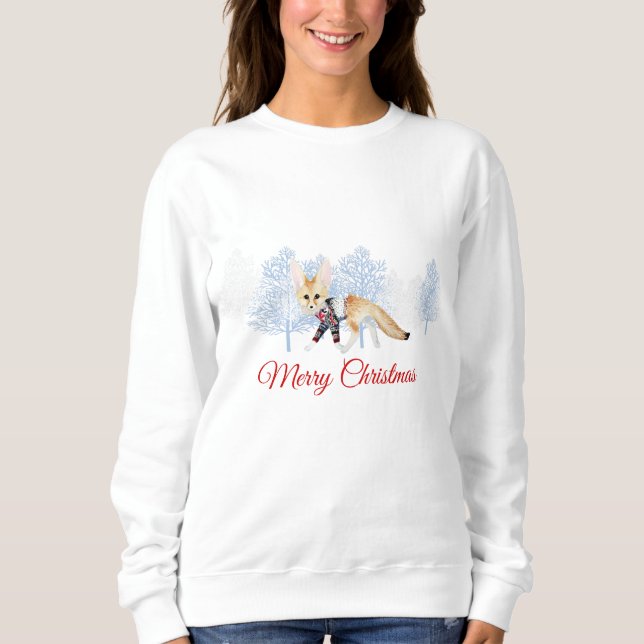 Weihnachts-Sweatshirt für Frauen mit Winterfox Sweatshirt (Vorderseite)