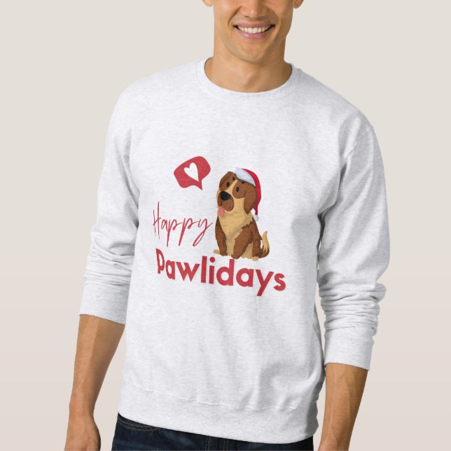 Weihnachts-Sweatshirt, Hund, glückliche Feiertage Sweatshirt (Vorderseite)