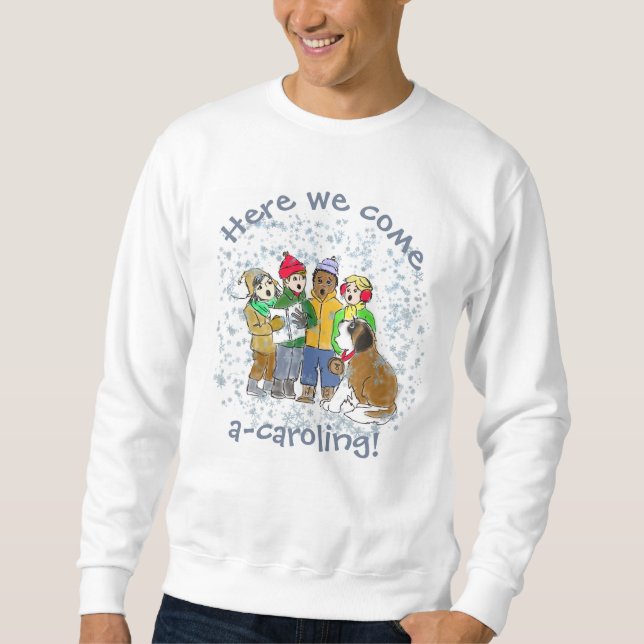 Weihnachts-Sweatshirt mit Kindern und St.Bernard Sweatshirt (Vorderseite)