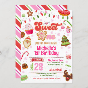 Weihnachts Sweet One Birthday Einladung - Mädchen