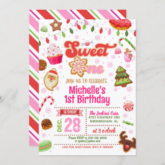Weihnachts Sweet One Birthday Einladung - Mädchen