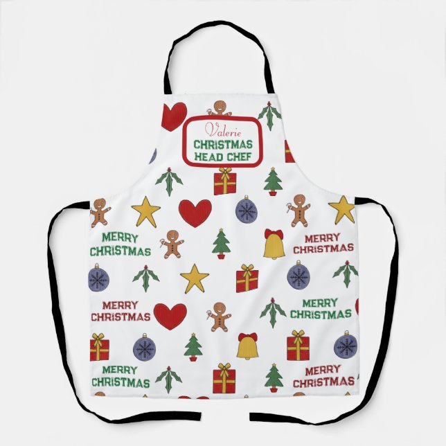 Weihnachts-Symbol Name Head Koch Schürze (Vorderseite)