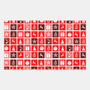 Weihnachts-Symbol rote Quadrate Holiday Art Klassi Rechteckiger Aufkleber