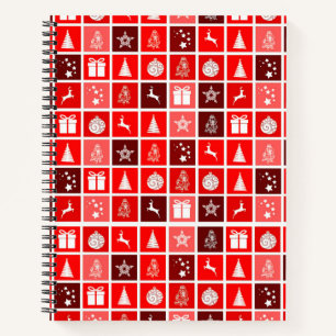 Weihnachts-Symbol rote Quadrate Urlaubskunst Klass Notizbuch