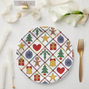 Weihnachts-Symbol Rotes grünes Party Pappteller