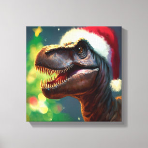 Weihnachts-T-Rex 2 Leinwanddruck