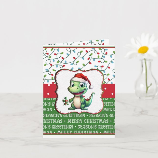 Weihnachts-T-Rex-Begrüßung Karte (Kleine Pflanze)