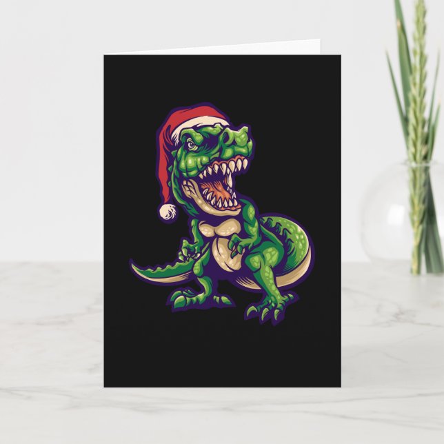 Weihnachts T-rex Dinosaur | Dinosaurier-Design Karte (Vorderseite)