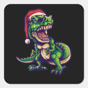 Weihnachts T-rex Dinosaur   Dinosaurier-Design Quadratischer Aufkleber