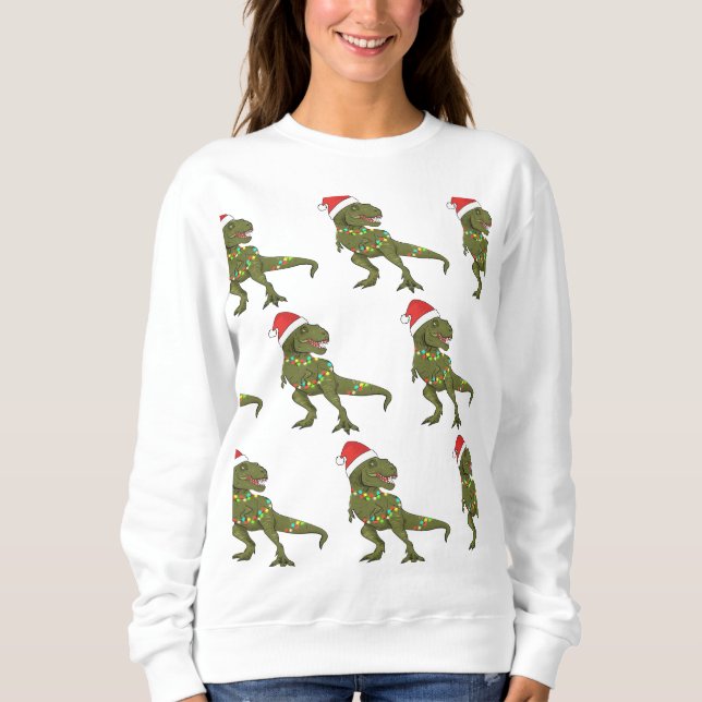 Weihnachts-T-Rex-Dinosaurier Weihnachtswitscher Sweatshirt (Vorderseite)
