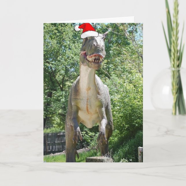 Weihnachts T-Rex Feiertagskarte (Vorderseite)