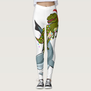 Weihnachts-T-Rex mit Weihnachtsbeleuchtung Rinding Leggings
