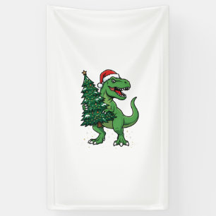 Weihnachts-T-Rex trägt Weihnachtsbaum Banner