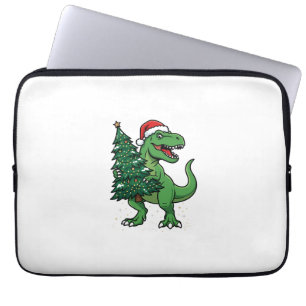 Weihnachts-T-Rex trägt Weihnachtsbaum Laptopschutzhülle