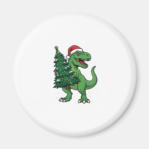 Weihnachts-T-Rex trägt Weihnachtsbaum Magnet
