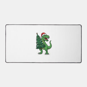 Weihnachts-T-Rex trägt Weihnachtsbaum Schreibtischunterlage