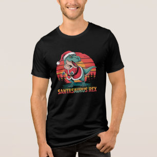 Weihnachts-T-Rex-Weihnachtsfest-Dinosaurier-Spaß Tri-Blend Shirt