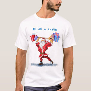 Weihnachts-T - Shirt Bodybuilder Santa mit Geschen