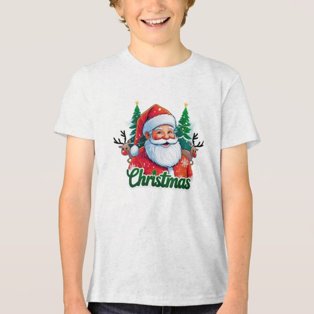 Weihnachts-T - Shirt-Design und weißer Hintergrund Tri-Blend Shirt (Vorderseite)