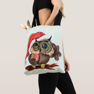 Weihnachts-Tag Baby Owl in Hut und Geschenk