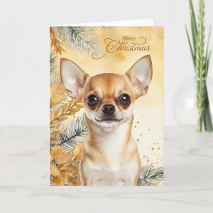 Weihnachts-Tan-Chihuaua-Hund Golden Pines Feiertagskarte