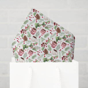 Weihnachts-Tannenzapfen & Kaffee Feiertags-Seidenp Seidenpapier