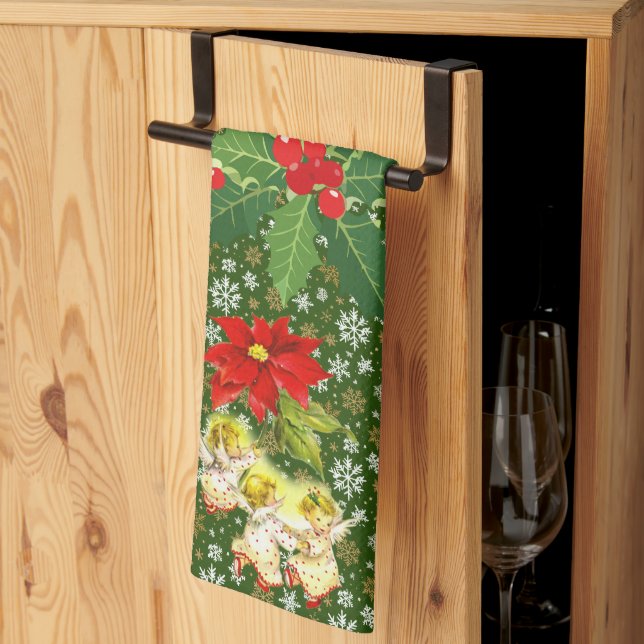 Weihnachts-Tanz Baby Angels auf Schneeflocken Geschirrtuch (Drittel gefaltet)