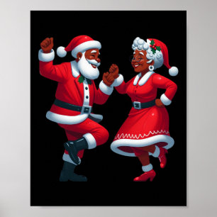 Weihnachts-Tanz Schwarzen Amerikaner Santa Mrs. Poster